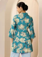 Multicoloured Printed Viscose Rayon A-line Short Kurti - Image 3