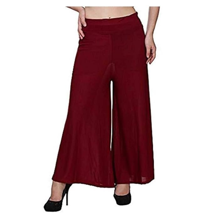 61jzul9fc0L._SX679_.jpg Regular Casual Plain Palazzo for Women and Girl's (Pack of -1) - Image 1