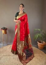 Women's Paithani Silk Saree With Blouse Piece - Image 3