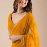 Mustard Stonework Chiffon Saree